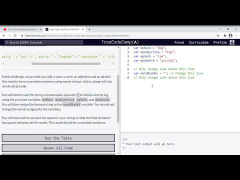 37 Learn Basic Javascript Word Blanks