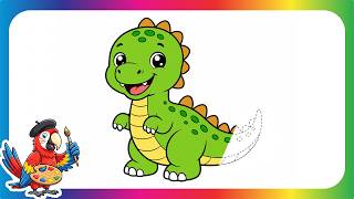 How to Draw a Cute Baby Dinosaur (+FREE Tracing Worksheet File)