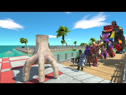 Hand Wednesday vs Godzilla Burning OASIS DEATH RUN - Animal Revolt Battle Simulator