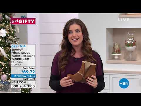 Sporto Fringe Suede WaterResistant Wedge Boot
