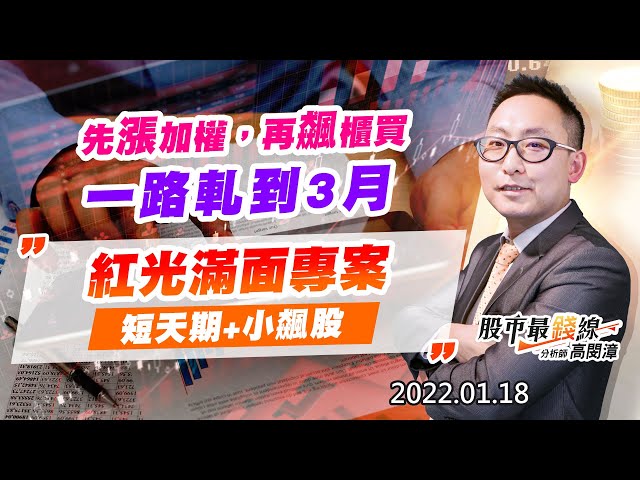 20220118《股市最錢線》#高閔漳，” 先漲加權，再飆櫃買，一路軋到3月””紅光滿面專案，短天期+小飆股”