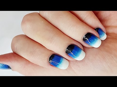 Ombre Nägel (Schwarz, blau und weiß)