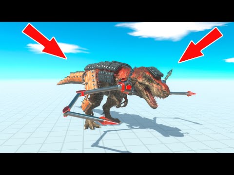 UPDATE ATTACHABLE WEAPONS - Cyber T-Rex vs All Units on Arena in Animal Revolt Battle Simulator