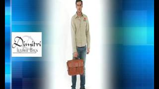 Brown Leather Briefcase - COLLEGE (Medium)