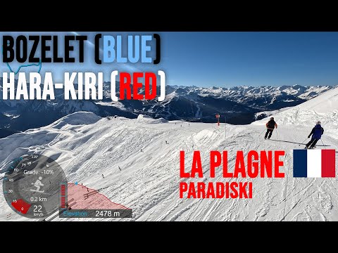 [4K] Skiing La Plagne, Champagny - Bozelet (Blue) & Hara-kiri (Red), Paradiski France, GoPro HERO11