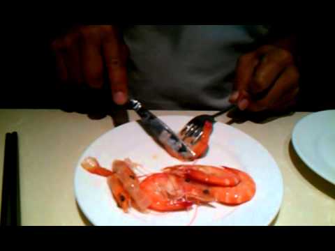 刀叉 3刀 簡易 剝殼 食蝦法