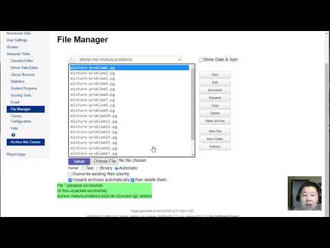 Importing problems from a TGZ file into WeBWorK