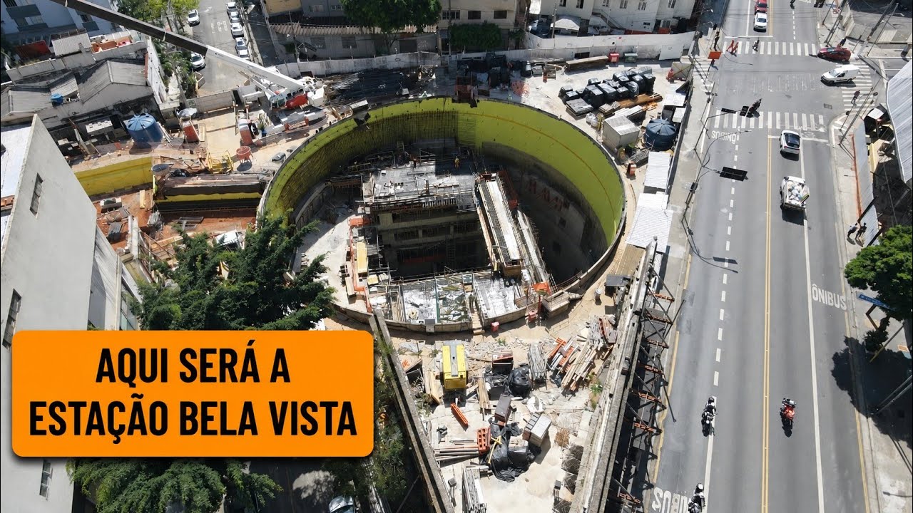 VEJA O CANTEIRO DE OBRAS DA FUTURA ESTAÇÃO BELA VISTA NA LINHA 6-LARANJA DE METRÔ