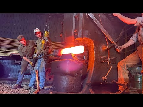 Hillbillies Try Industrial Forging w/ 600lb Steam Hammer and 8” Round Steel