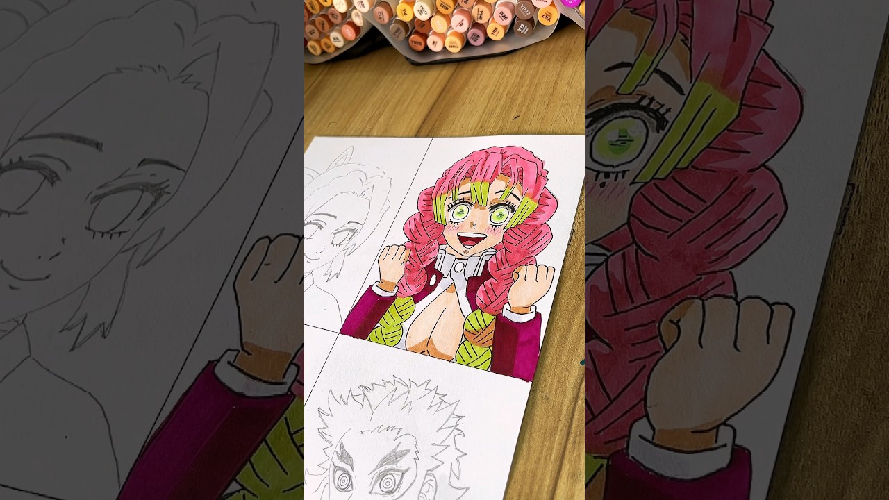Mitsuri Kanroji demon slayer drawing #trending #shorts #mitsurikanroji #kimetsunoyaiba #demoslayer