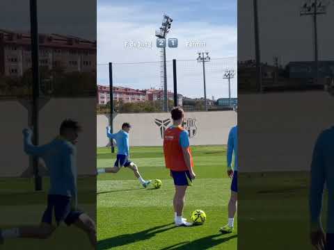 De Jong vs. Fermin in Barcelona training 🎯 (via fcbarcelona/IG)