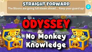 BTD6 Odyssey | No Monkey Knowledge Guide | Hard Mode Tutorial | Straight Forward