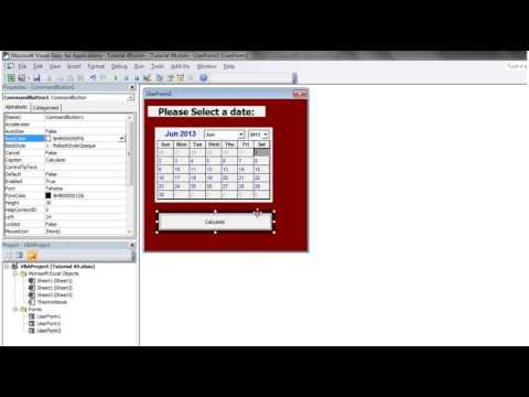 Excel 2010 VBA Tutorial 51   Userforms   Calendars