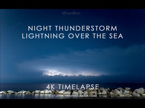 Lightning over the Sea - 4K Timelapse and Thunderstorm Sounds