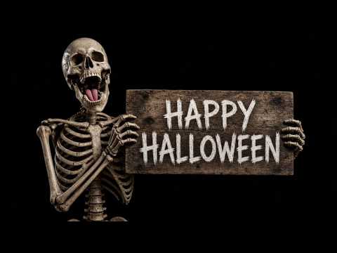 Halloween Projection Loop - Skeleton with Sign | Projection Mapping Window Loops