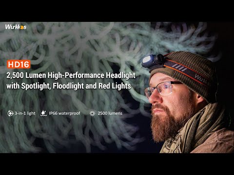 HD16 headlamp max output 2500lumen 297M, Configure spot＆flood＆red light