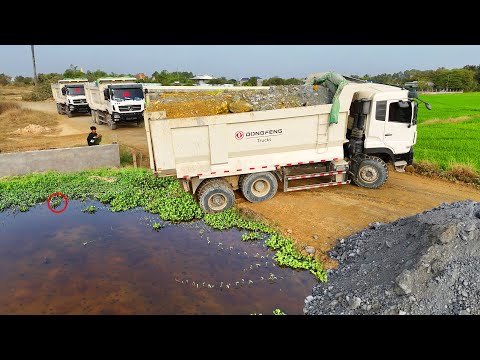 OHH New Landfill Site Development Be Watchful ! Dump Truck 25Ton & Dozer Push Stone Soil, Mix VDO