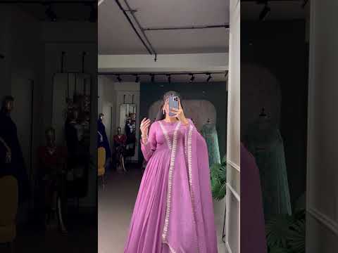 Lavender Radiant Silver Glory Shimmer Gown with Sequins & Embroidery Work Dupatta