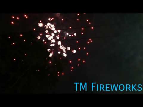 3" Bombshell Orange Peony with crackling core and Yellow to Silver Chrysanthemum with Silver Tail