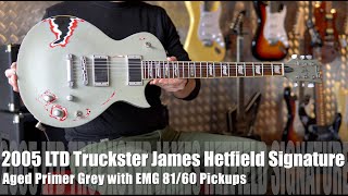 Video thumbnail for The LTD Truckster James Hetfield Signature Aged Primer Grey is a cool Mother Trurcker by George V Guitars