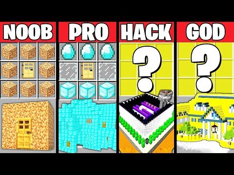 Minecraft Battle: SUPER HOUSE CRAFTING CHALLENGE - NOOB vs PRO vs HACKER vs GOD ~ Animation