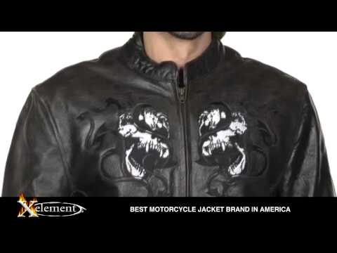 Xelement Horned Evil Skull Embroidered Motorcycle Jacket