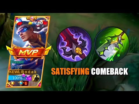 BRUNO SATISFYING COMEBACK | BRUNO BEST BUILD AND EMBLEM - MLBB