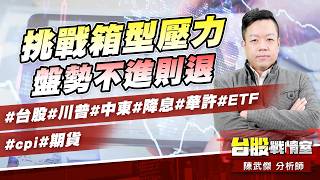 挑戰箱型壓力、盤勢不進則退#台股#川普#中東#降息#華許#ETF #cpi#期貨｜小武哥投資事務所｜陳武傑 (圖)