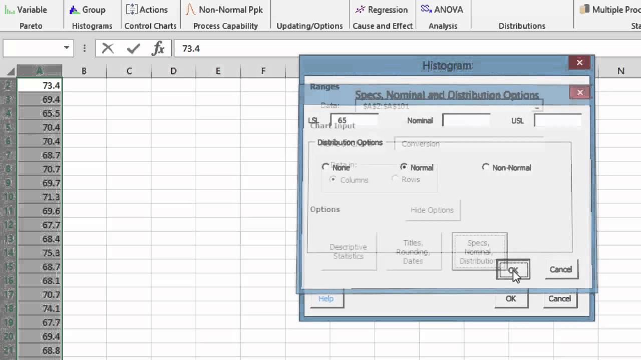 Histograms Using SPC for Excel