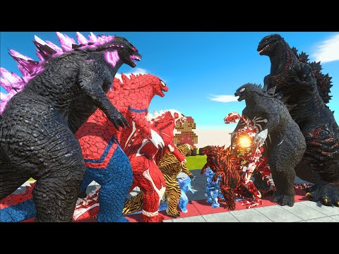 ALL-STAR Team GODZILLA 2014 New Empire VS Dark Evil Version Itself - Animal Revolt Battle Simulator