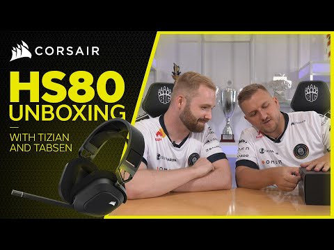 Žaidimų ausinės Corsair HS80 RGB Carbon, Juodos video