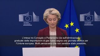 Von der Leyen: Stop al gas russo dal 2027, giorno storico per Ue