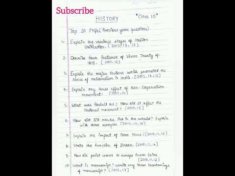History class 10 previous year questions/Important question for boards #class10 #short