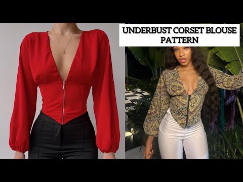 How to Cut/Draft a Simple  Stylish Underbust Corset Blouse Pattern With Puff sleeves.
