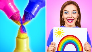 🌈 ULTIMATE ART CHALLENGE 😱 Who Draws it Better? Mixing Colors and Hacks by 123 GO! TRENDS
