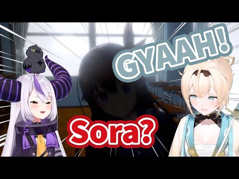 Iroha being scared by the Sora Jumpscare while Laplus is just chilling 【Hololive ERROR / Eng Sub】