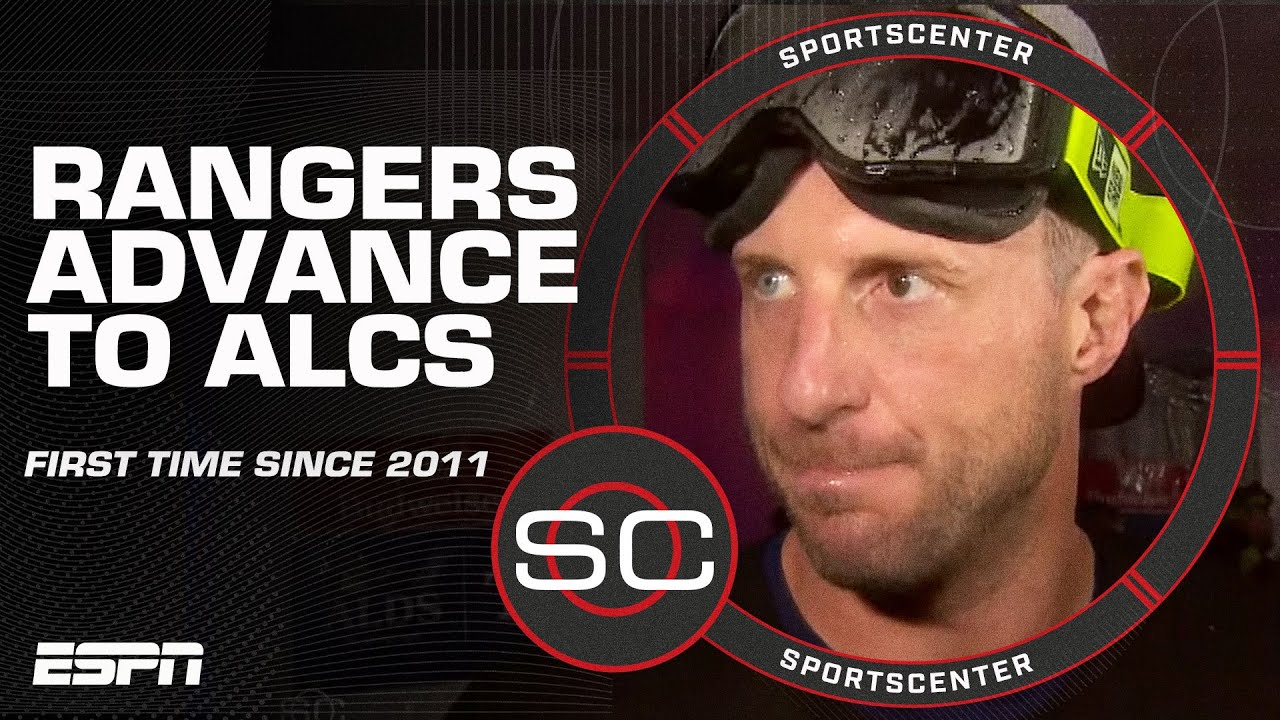 Max Scherzer reacts to Texas Rangers advancing to ALCS: 'GIVE ME A CHANCE!' | MLB on ESPN