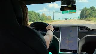 My wife test driving a Tesla Model S for the first time!