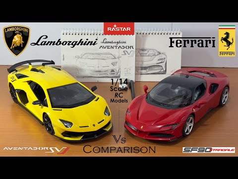 Rastar Lamborghini Aventador SVJ Vs Ferrari F90 Stradale 1/14 Scale RC Models, Unboxing, Details,
