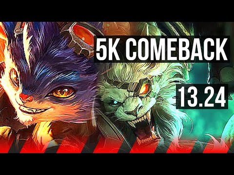 RUMBLE vs RENGAR (TOP) | Comeback, 11/2/9, Legendary, 400+ games | KR Master | 13.24