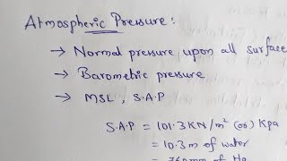 Atmospheric Pressure || Fluid Mechanics