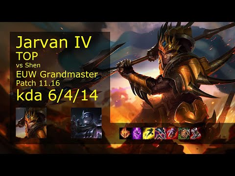Jarvan IV Top vs Shen - EUW Grandmaster 6/4/14 Patch 11.16 Gameplay