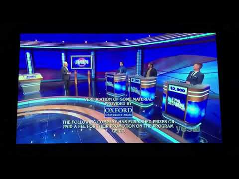 Jeopardy short end credits, Phillip Howard Day 2 (10/2/20)