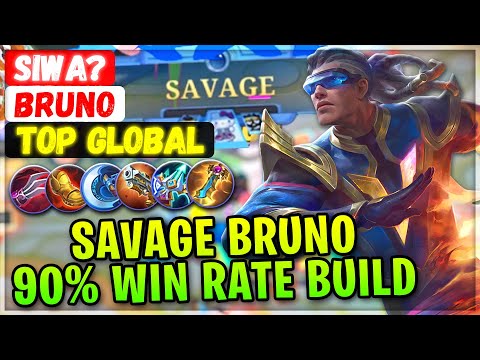 SAVAGE Bruno 90% Win Rate Build [ Top Global Bruno ] SIWA? - Mobile Legends Gameplay Emblem & Build