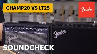 Video thumbnail for FENDER Champion 20 VS Mustang LT25 (Soundcheck) by Strings & Frets