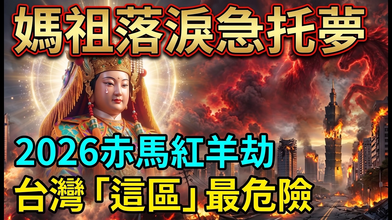 🚨全台緊急示警！媽祖落淚托夢「2026將有大事發生」！120年「赤馬紅羊」死劫再度應驗，香火最鼎盛之地竟成最危險死角？看完保全家一命！🙏#媽祖托夢#赤馬紅羊劫#台灣預言#丙午年大劫#媽祖顯靈#避災擋煞