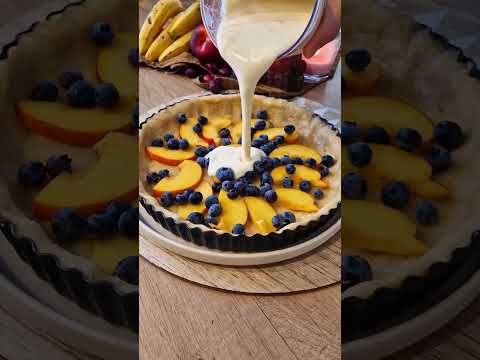 Blueberry-peach pie 🫐(recipe in the description) #baking #recipe #easyrecipe