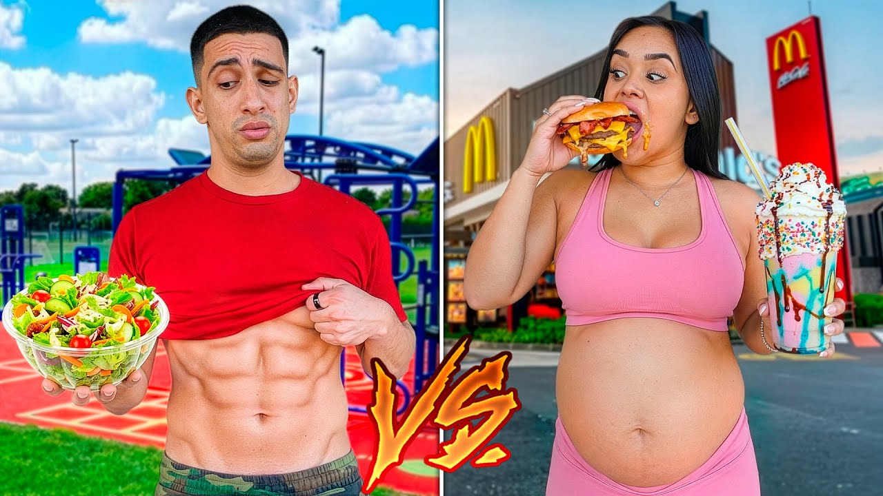 Eating the HEALTHIEST & UNHEALTHIEST Fast Food for 24 Hours!