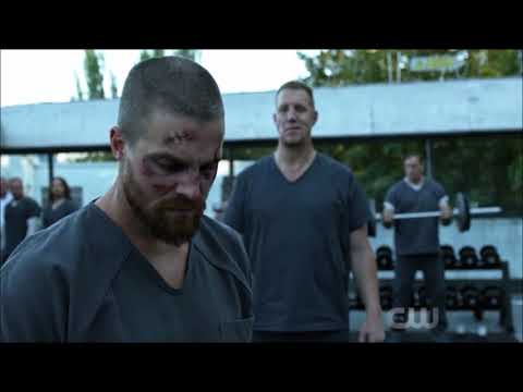 Arrow 7x01 Oliver Attacks Prison Inmates Scene