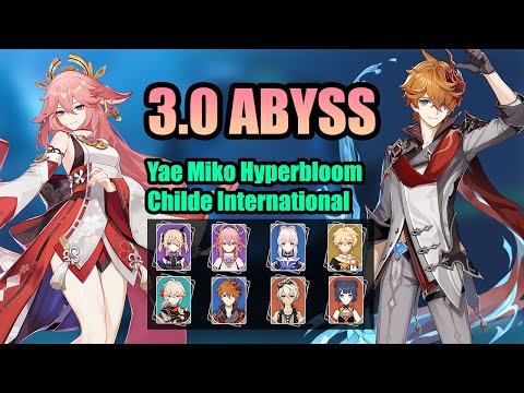 Yae Miko Hyperbloom & Childe International | 3.0 Spiral Abyss Floor 12 Showcase | Genshin Impact